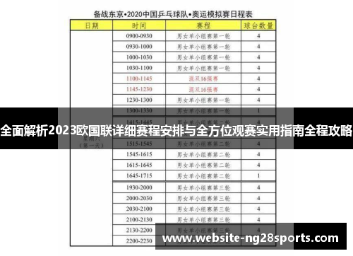 全面解析2023欧国联详细赛程安排与全方位观赛实用指南全程攻略 全面解析2023欧国联详细赛程安排与全方位观赛实用指南全程攻略