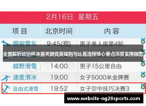 全面解析欧协杯决赛关键竞赛规则与比赛流程核心要点深度实用指南 全面解析欧协杯决赛关键竞赛规则与比赛流程核心要点深度实用指南