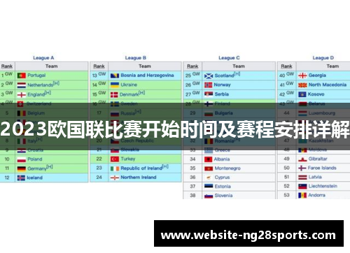 2023欧国联比赛开始时间及赛程安排详解 2023欧国联比赛开始时间及赛程安排详解