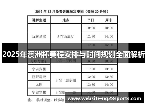 2025年澳洲杯赛程安排与时间规划全面解析 2025年澳洲杯赛程安排与时间规划全面解析