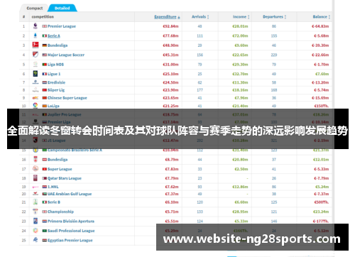 全面解读冬窗转会时间表及其对球队阵容与赛季走势的深远影响发展趋势
